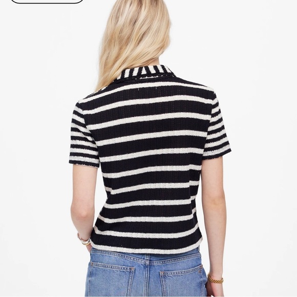 Madewell Crochet-Knit V-Neck Sweater Tee - Picture 3 of 5